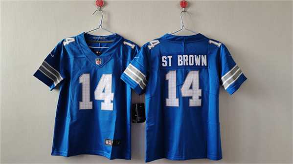 Womens Detroit Lions #14 Amon-Ra St. Brown Blue Vapor Stitched Jersey->women nfl jersey->Women Jersey